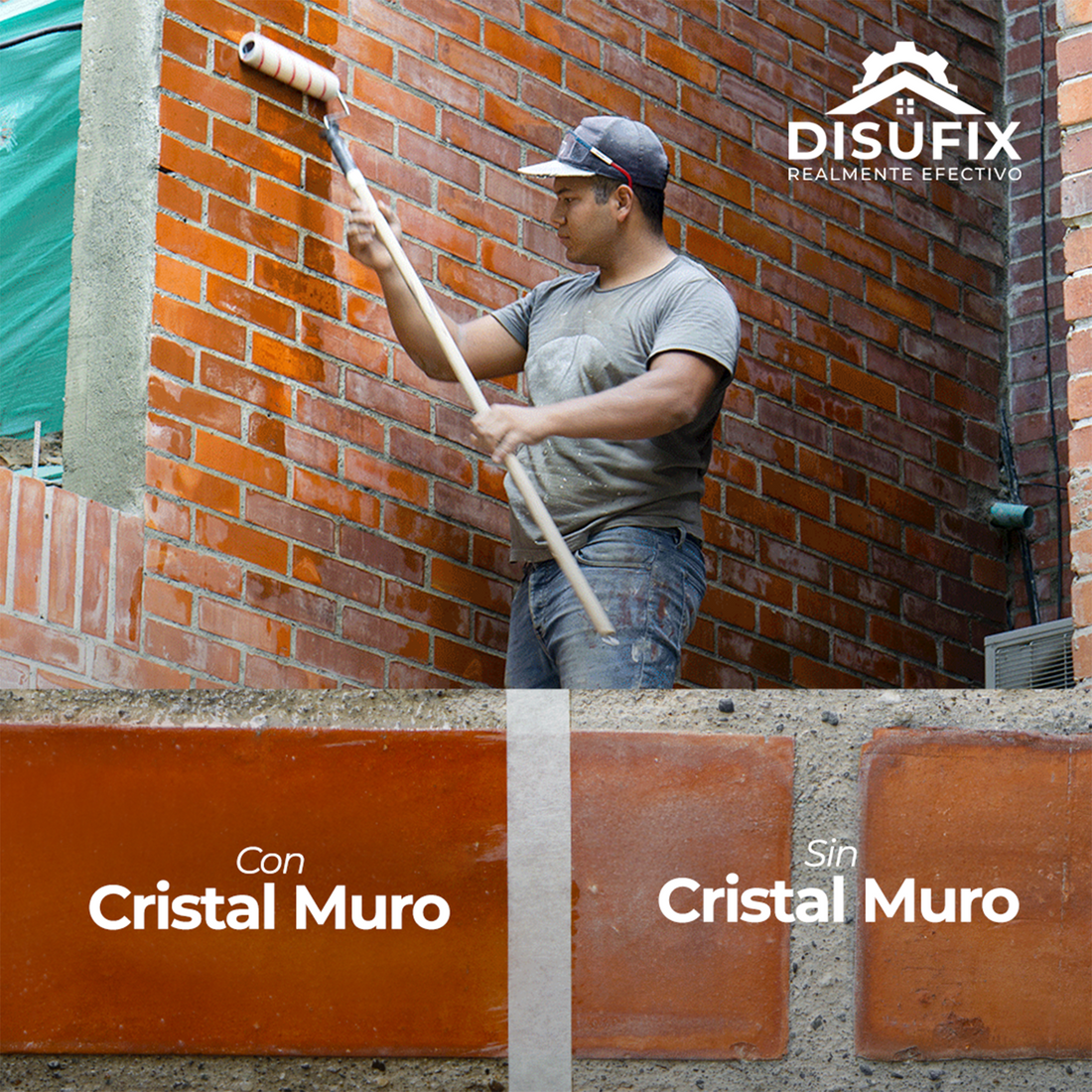Comparación con y sin Cristal Muro en muro de ladrillo