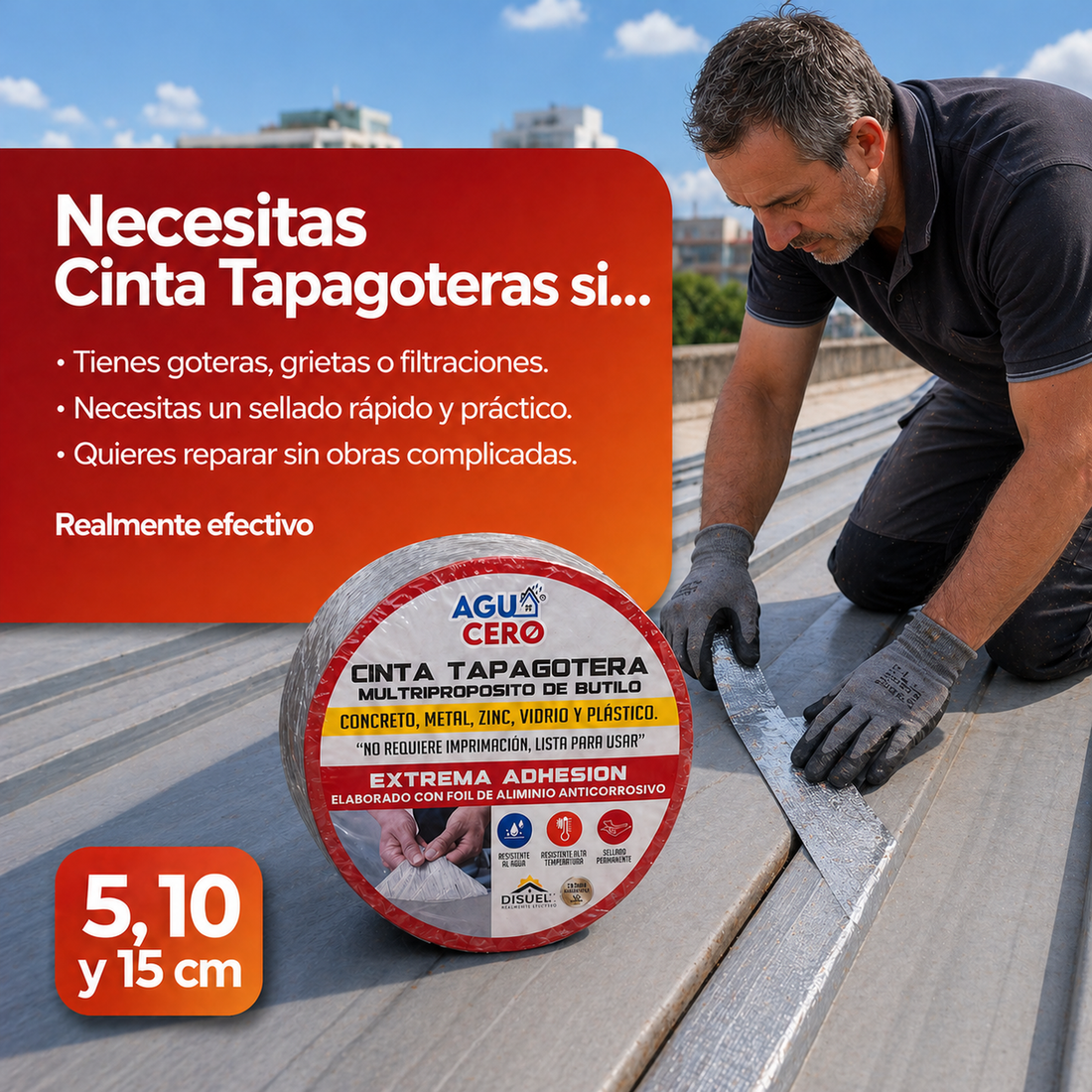 Cinta de Butilo Agua Cero — Tapagoteras multipropósito