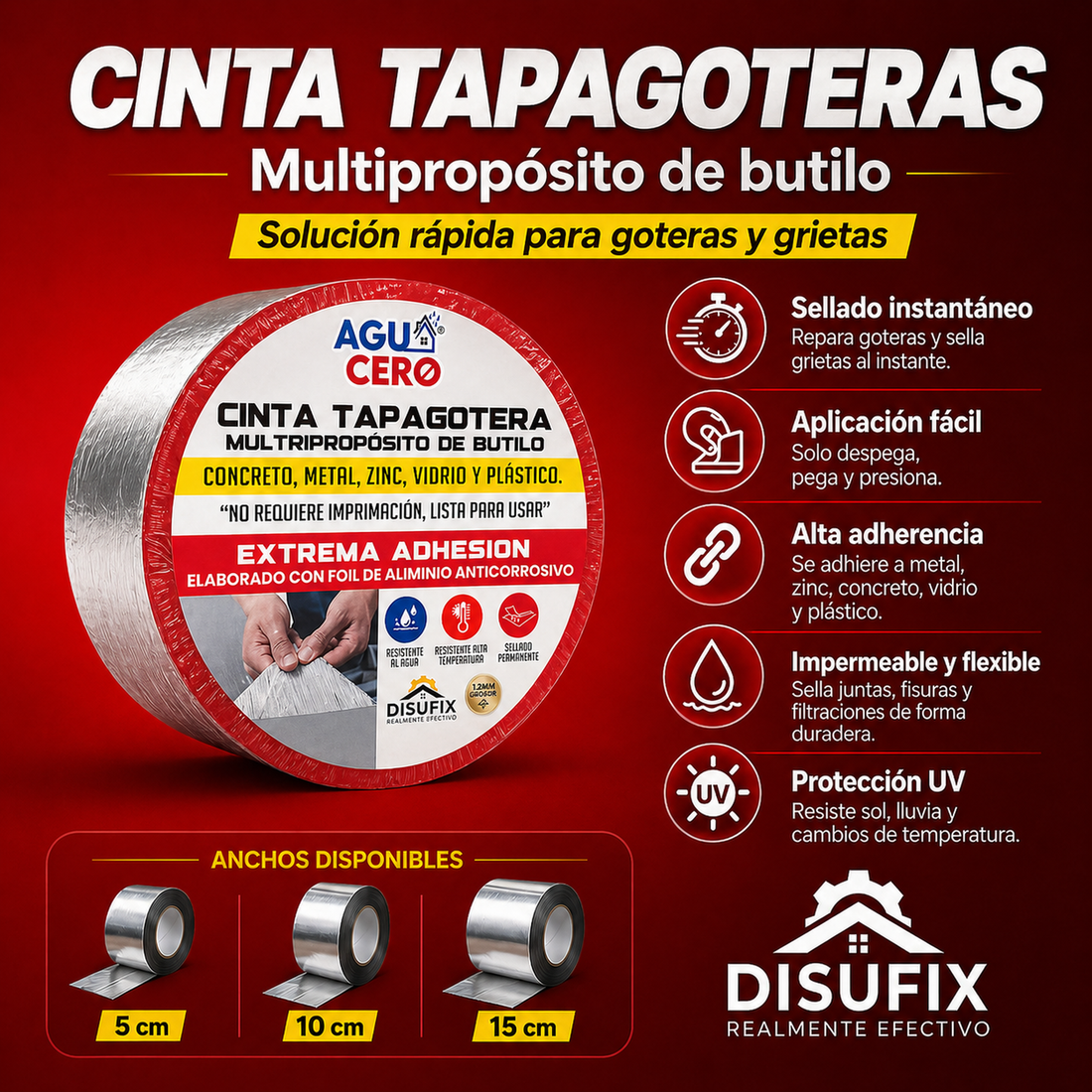 Cinta de Butilo Agua Cero — Tapagoteras multipropósito
